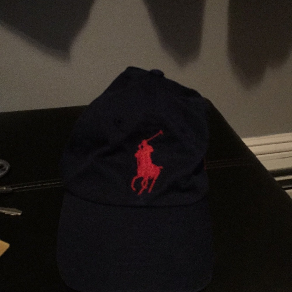 Navy blue/ Red polo hat